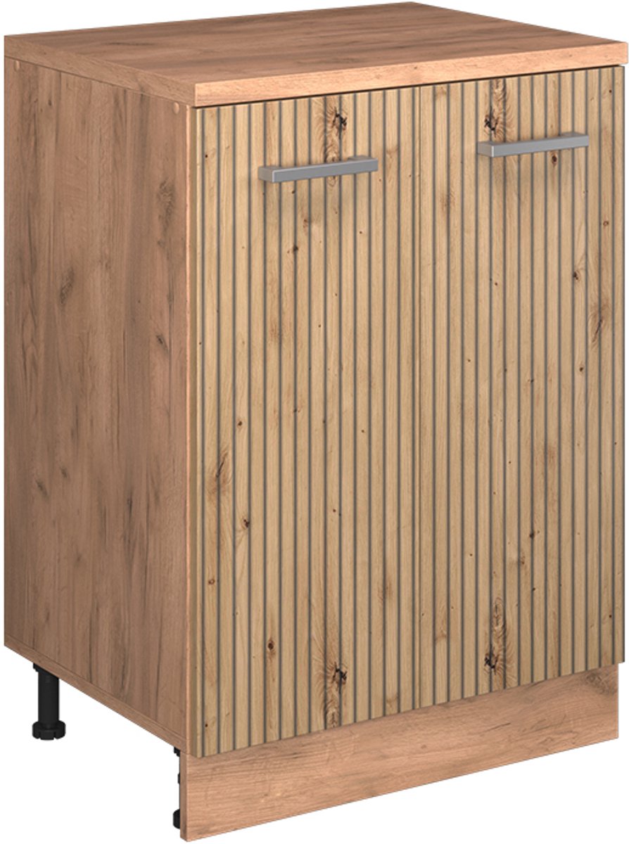 Vicco Keukenkast voor schuine wand R-Line, Artisanaal eiken, 60 cm zonder schuine kant met 2 deuren Artisanaal eiken/Goudkleurig Eiken