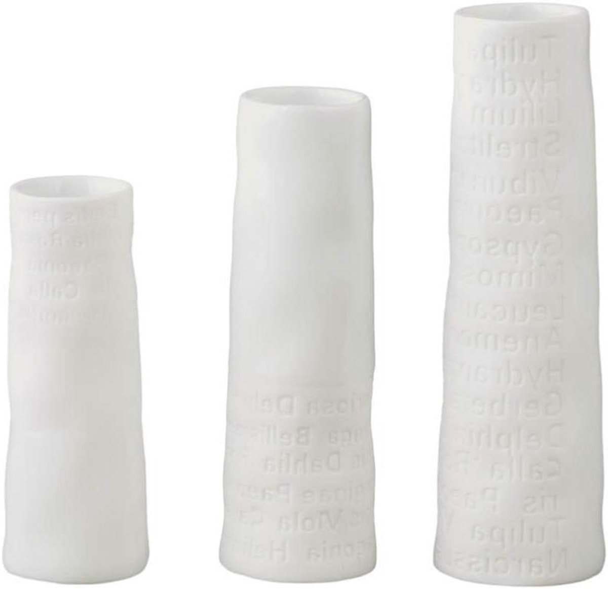 Minivazen Set - Mini Vazen - Decoratie Huis - Handgemaakt Porselein - H. 95/8/65 cm - Wit