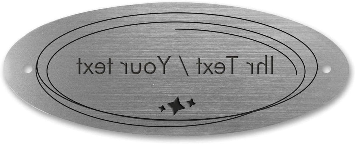 Oval Deur Naambord - Naamplaat Huisnummer - Entree Personaliseren - RVS Look Acryl - 180 x 70 mm - Zilver Metallic
