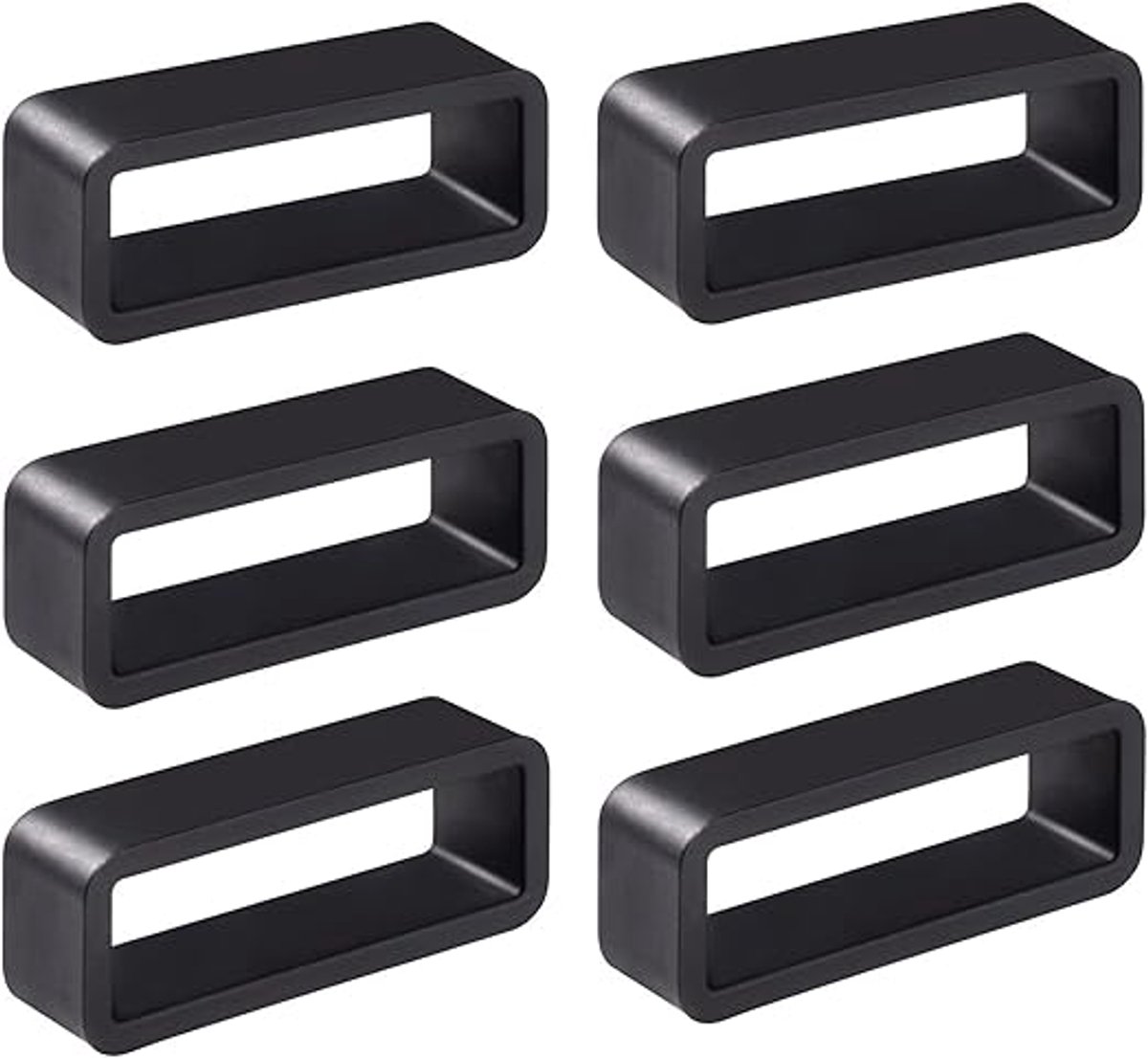 Bevestigingsring voor horlogebandje - Lusje voor horlogebandje - Gesp voor horlogebandje - Siliconen gesp - Horlogeaccessoires - Horlogegesp - Horlogerand - Geschikt voor smartwatches, smartwatches en andere soorten horloges - 22 mm - Zwart - 6-pack