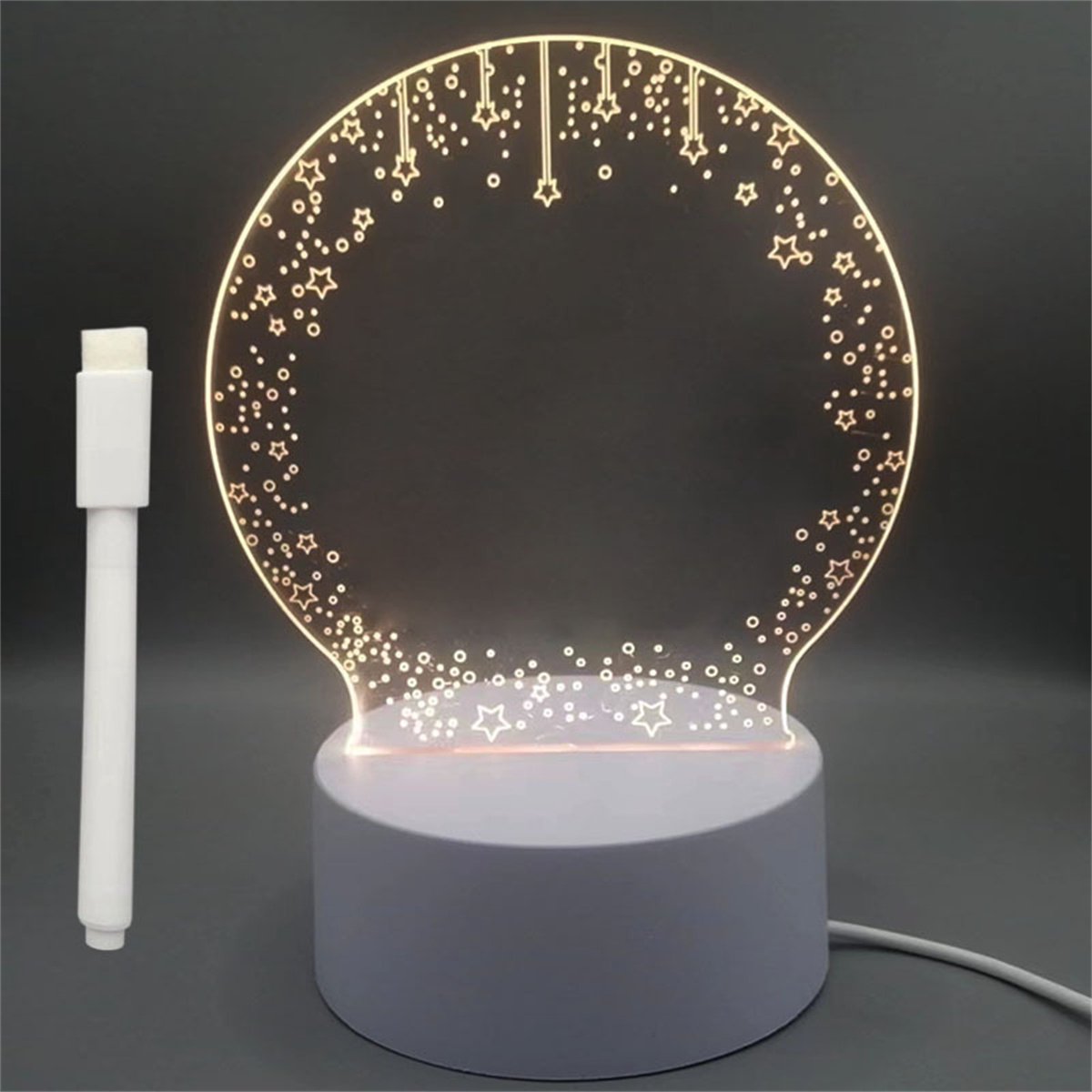 carmdering - Acryl DIY Nachtlicht - Creatief 3D Lichtbord - LED Tafellamp - 16 Kleuren Verlichting - Herschrijfbaar Oppervlak - Acryl En ABS - Inclusief 1 Stiften - Voor Persoonlijke Sfeer - 1 Stuk