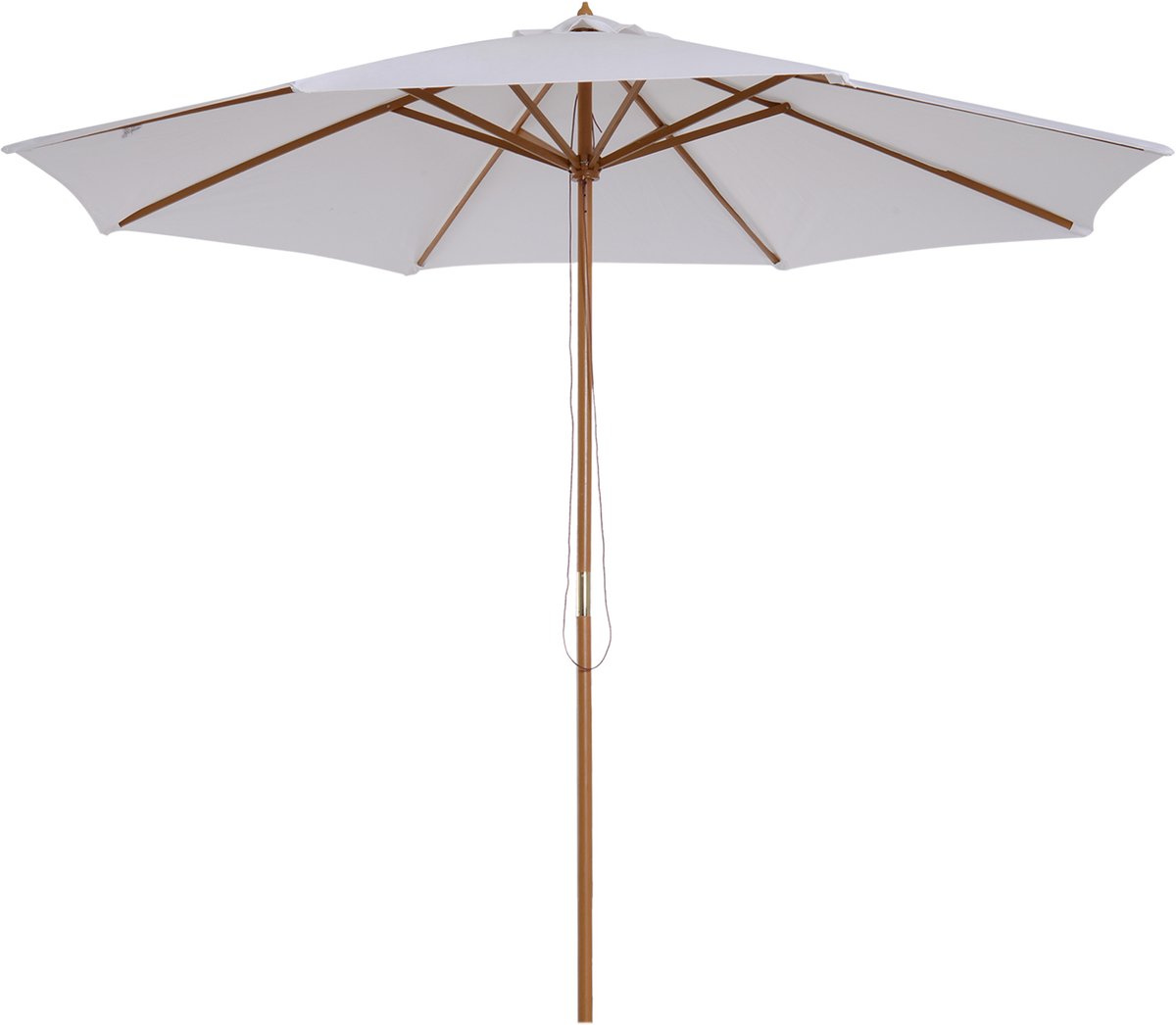 Clruro Parasol - Ø300 cm - Houten Parasol Balkonparasol - Hout Bamboe - Crèmewit