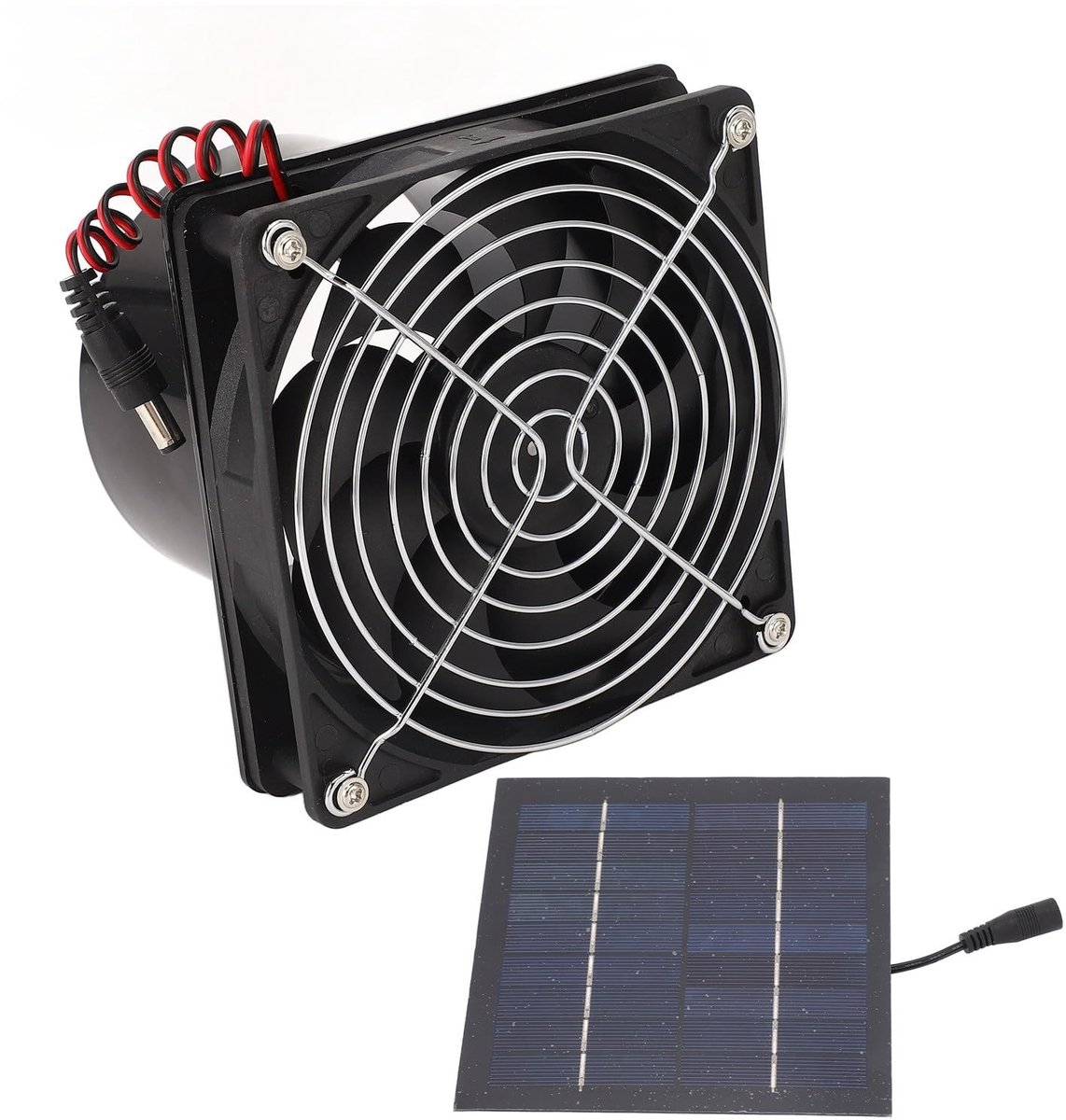 Allecto - Zonne-uitlaatventilator - Zonne-energie - Efficiënte luchtcirculatie - 50W - Krachtige ventilator - Ideaal voor kassen en huisdieren