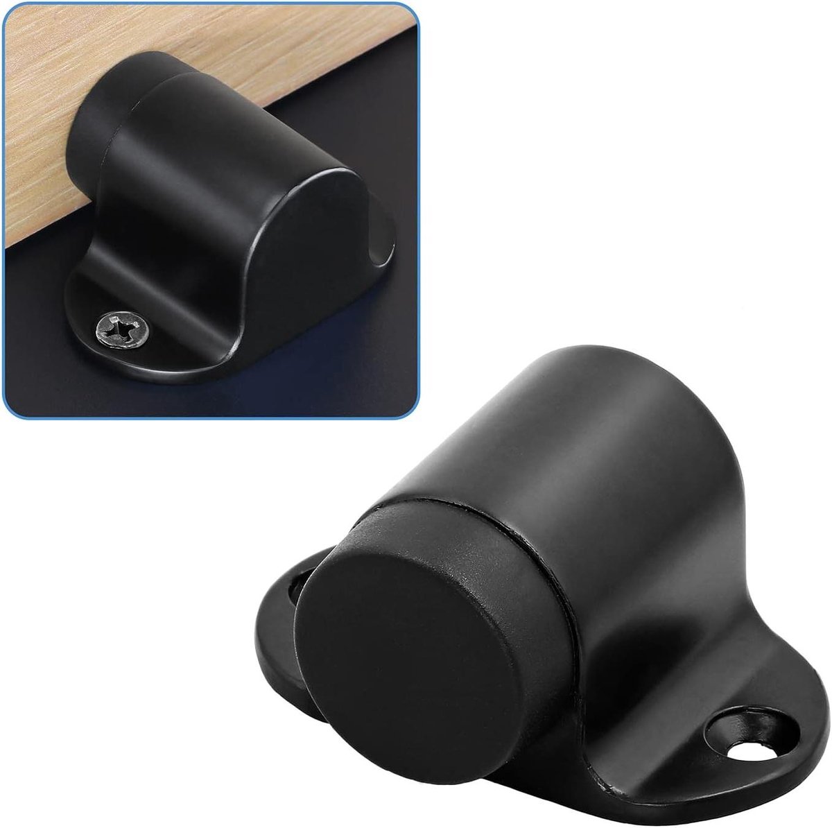 Deurstopper Vloermontage - Deurdemper Plat - Muren Beschermen - Met Rubberen Bumper - 106 Inch Hoogte - Zwart