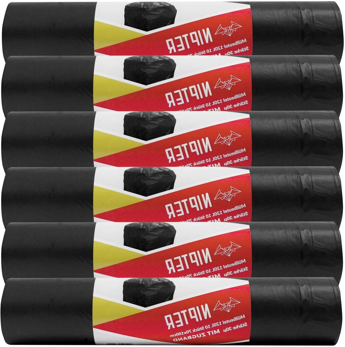Afvalzakken 120l - Vuilniszakken met koord - Afval scheiden - Extra scheurvast 30 my - 70x100 cm - Zwart