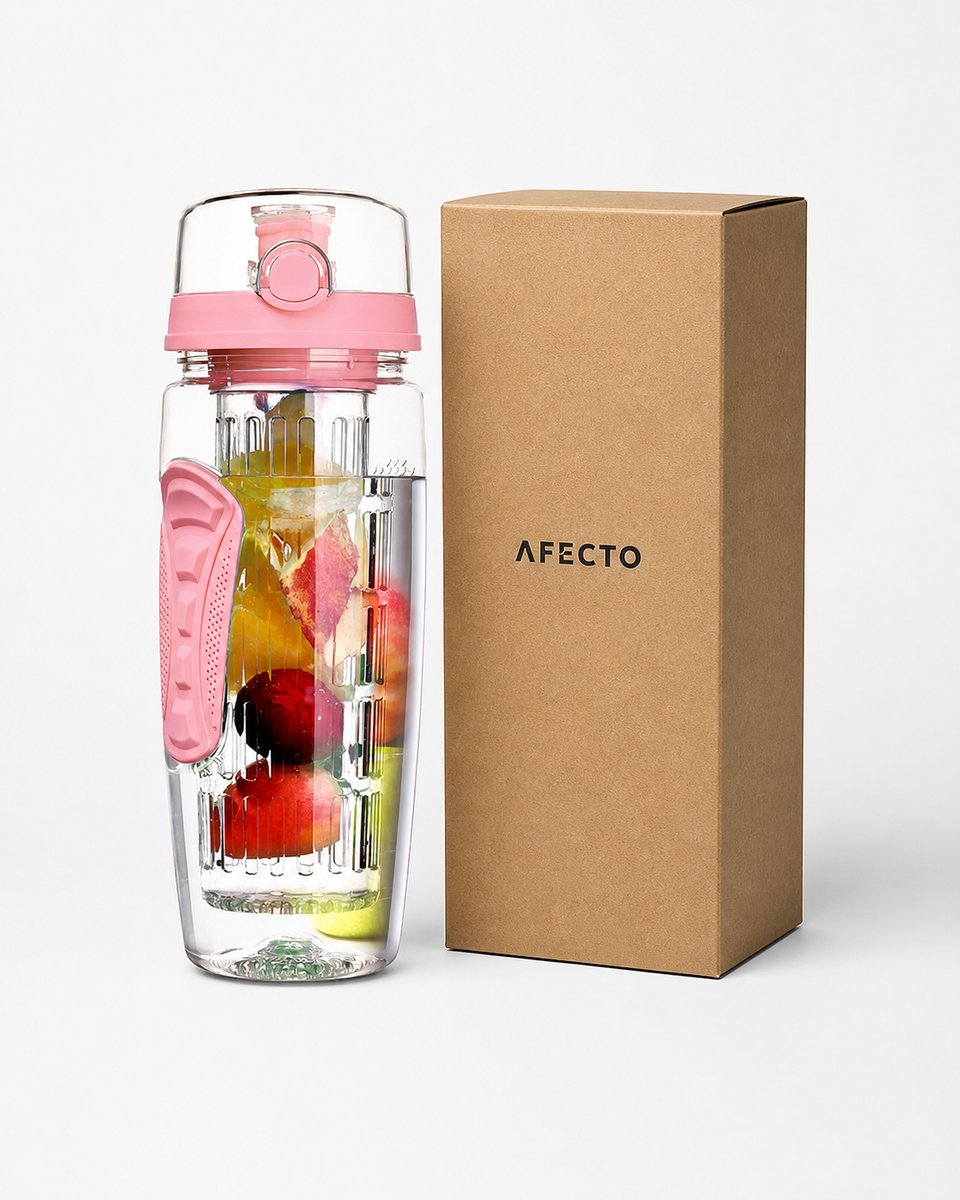 Afecto Fruitfles 1000ml - Sport Infuser, Roze, BPA-vrij thumbnail 5