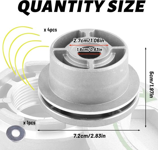 Universele draadkop - Bosmaaier kop - Gazon onderhoud - Gegoten aluminium - 4 draden - Zilver van Universele — afbeelding 5