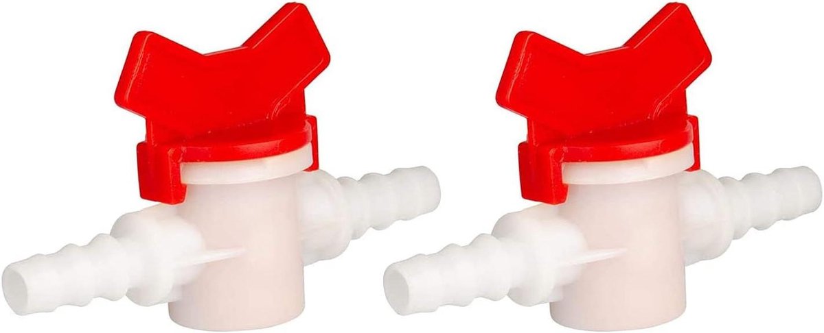 Kogelkraan met weerhaken - Afsluitkraan slang - Waterstroom regelen - Grote vlinderhandgreep - 5/8 Inch - Rood