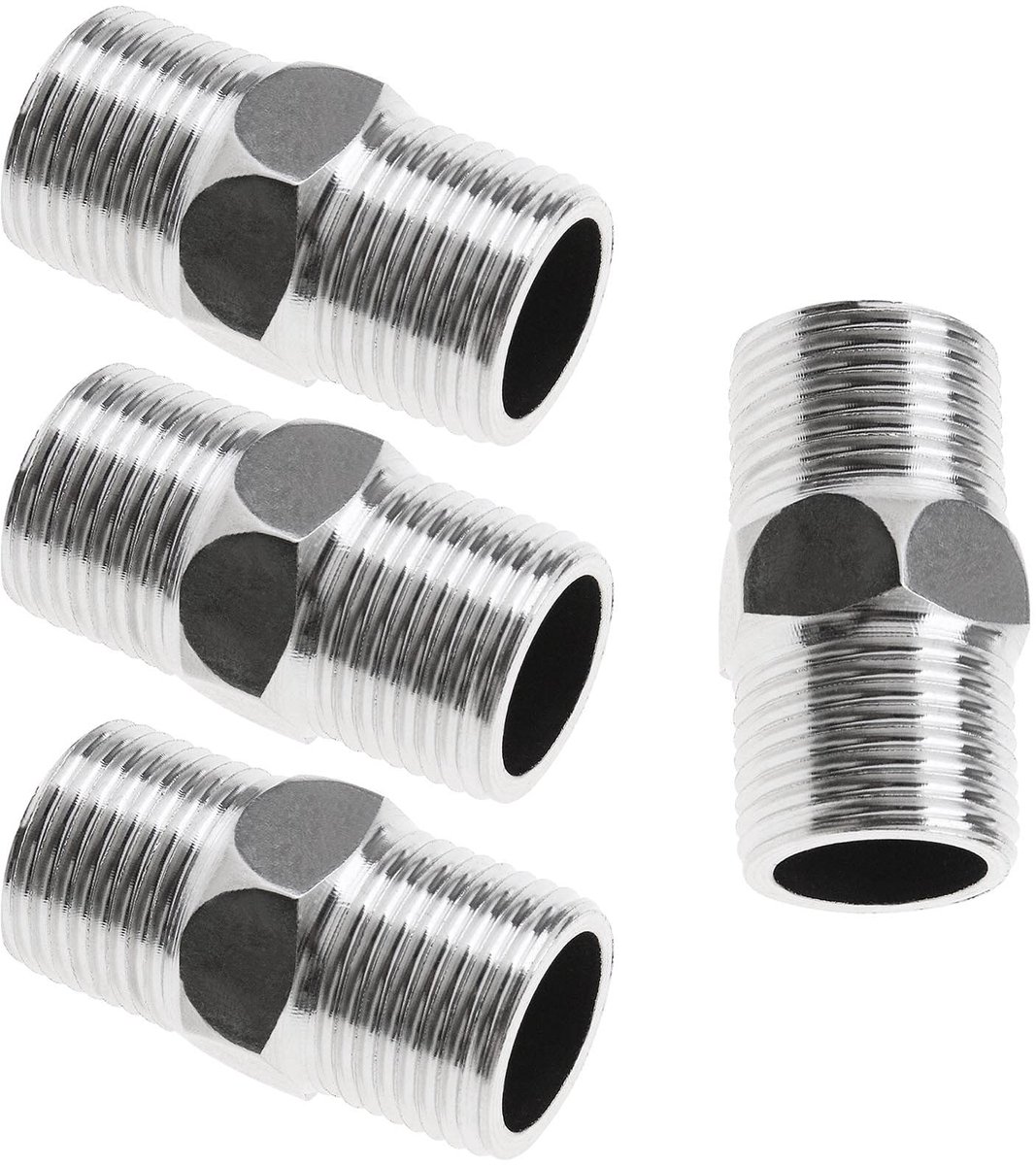 Allecto - Pijp Fitting - Roestvrij staal - Duurzaam - 1/2 inch - Quick Release - 4 stuks - Geschikt voor air en water