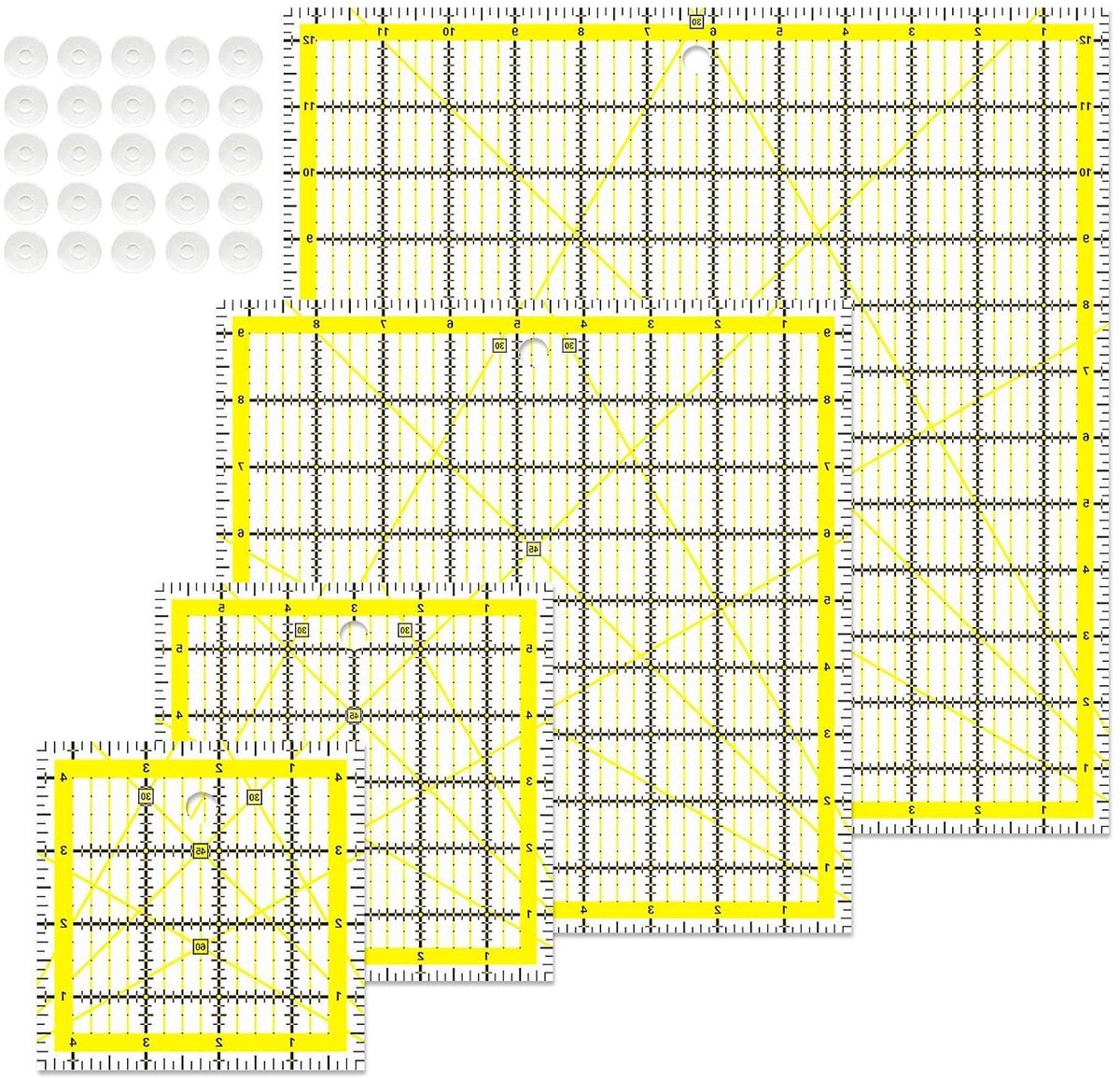 Quilt Liniaal Set - Patchwork Liniaal - Naaien en Quilten - Met Antislip Ringen - Tot 12.5 x 12.5 inch