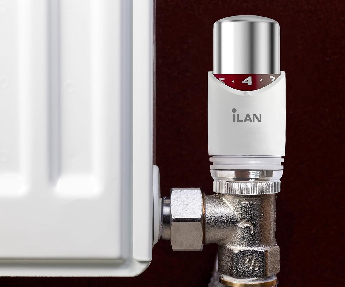 Thermostatische Radiatorklep - Verwarmingskraan Vervangend - Temperatuur Regelen - Ingebouwde Vorstbescherming - M30 x 15 - Wit/Chroom