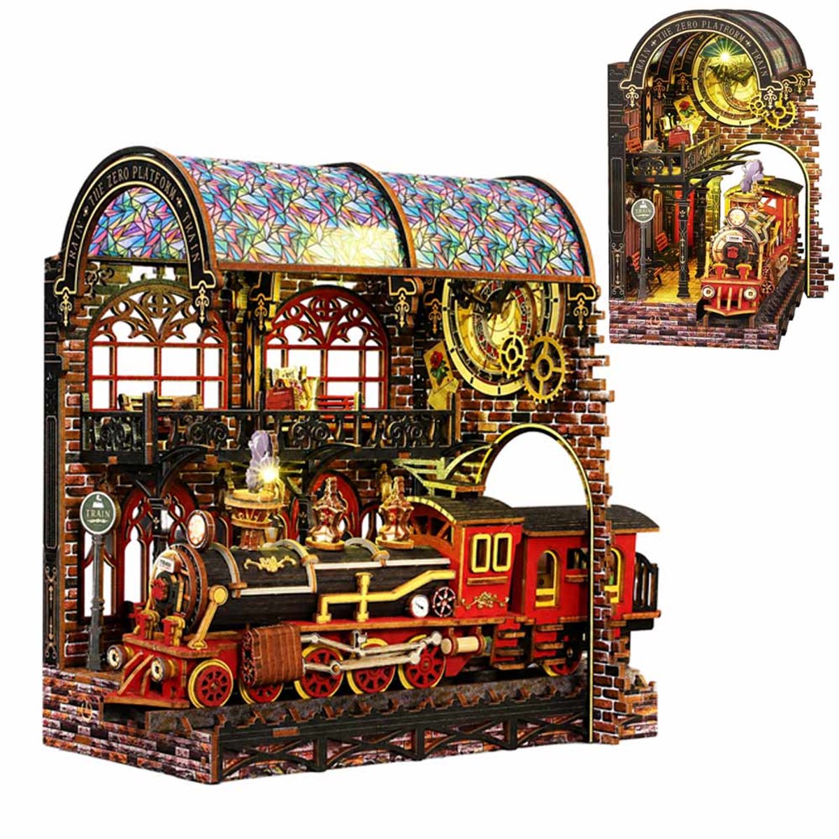 Meedeer XL Modelbouw-Trein Perron Miniatuur bouwpakket-DIY Miniatuur Huis-Poppenhuis Kit-3D puzzel-miniatuurhuisje-voor volwassenen-Decoratie