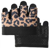 Geel zwart fitness handschoenen heren en dames – vingerloze sport handschoenen met antislip palm en ademend materiaal – trainingshandschoenen voor fitness, krachttraining, gewichtheffen en fietsen – halve vinger sport handschoenen