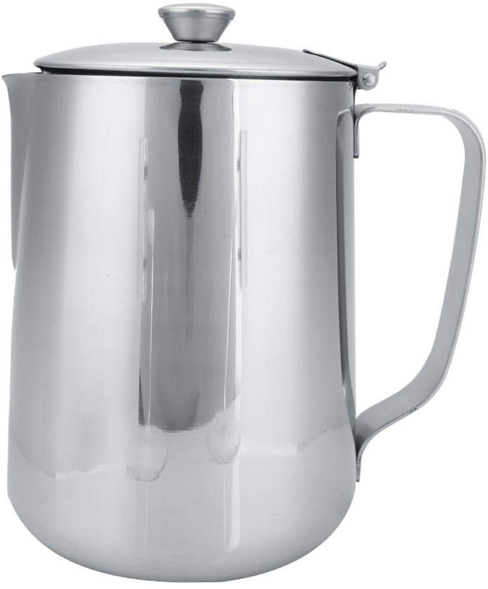 Allecto Nikou RVS Melkopschuimer 2000ml met Deksel Ideaal voor Latte Art