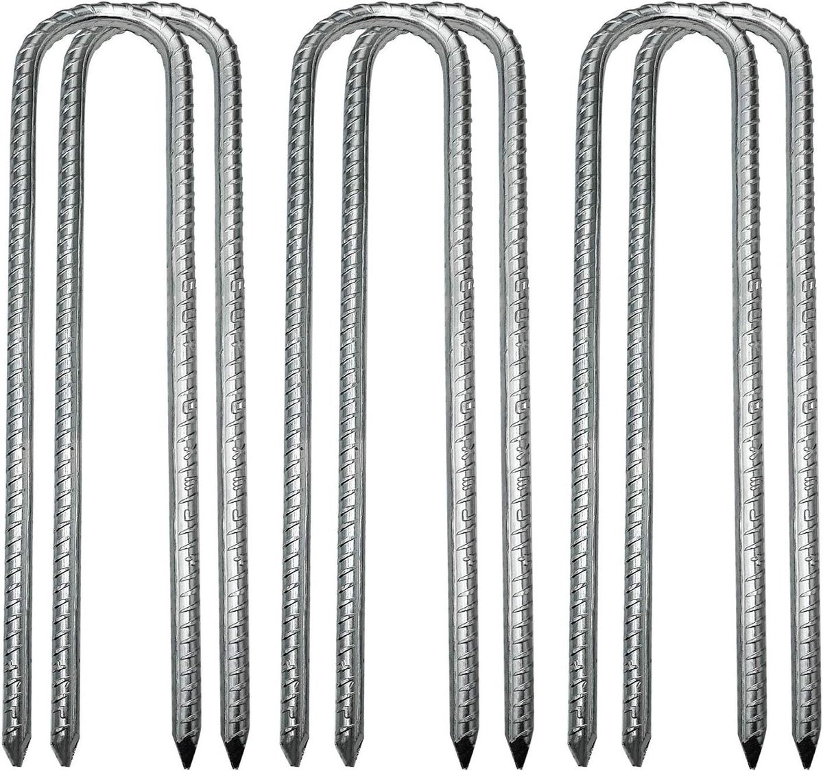 Grondpalen - Tuinnagels Ankers - Tent Bevestigen - Roestbestendig Gegalvaniseerd - 30 cm 6 Stuks - Zilver