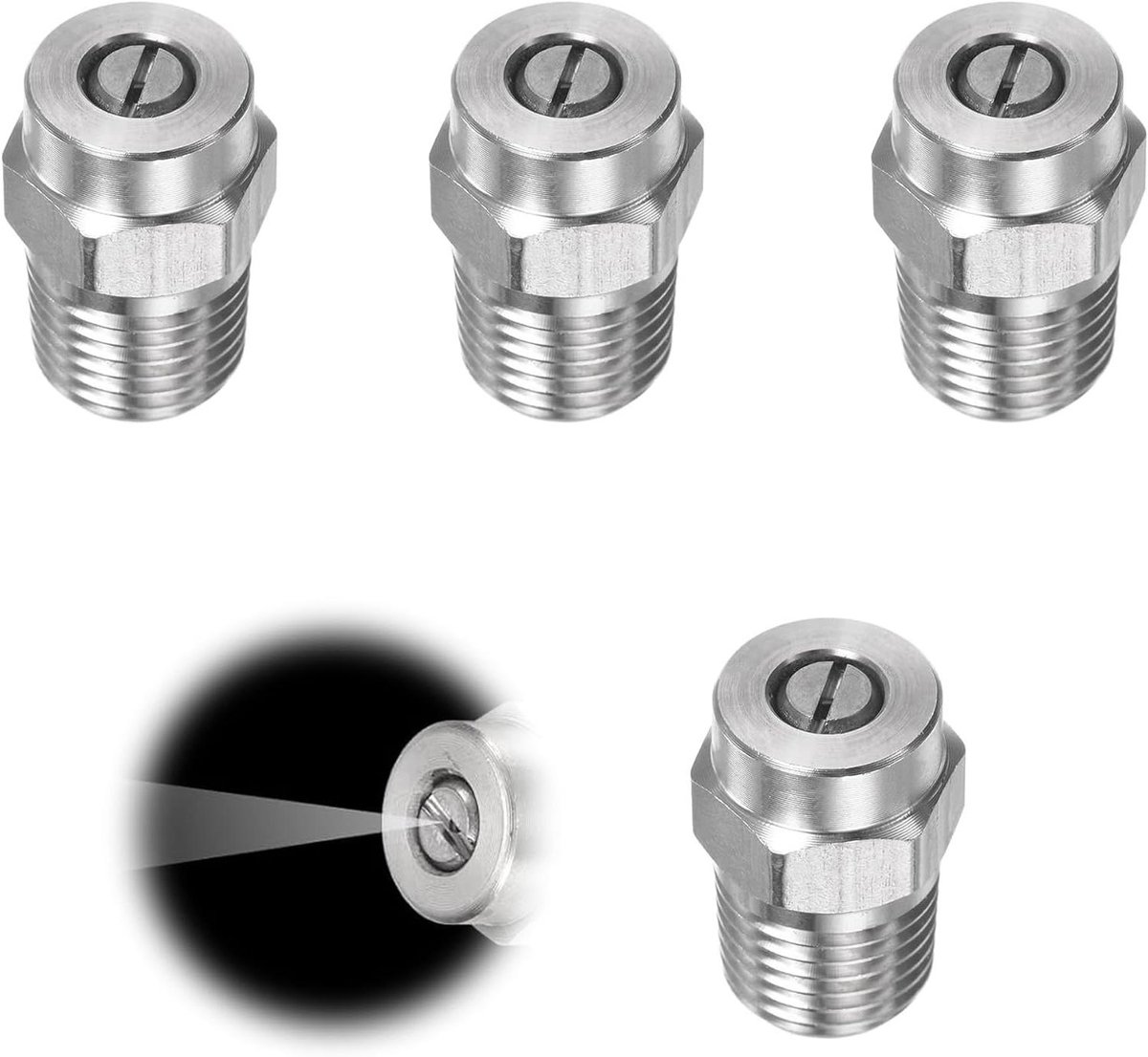 Hogedrukreiniger Sproeiers - Mondstukken Reiniger - Oppervlaktereiniging - 15 Graden Hoek - 1/4 Inch NPT - Zilver