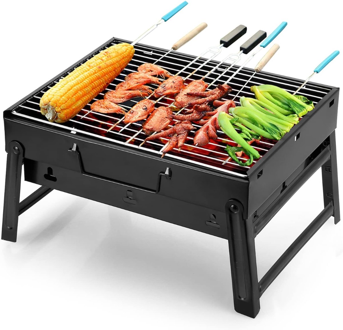 KAD® Draagbare Tafelbarbecue - Houtskool - Met Deksel & Ventilatierooster - Ideaal voor Ca