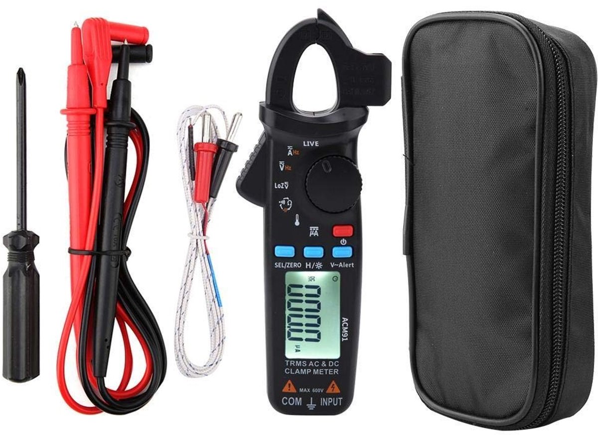 Allecto - Current Clamp - Digital Clamp Meter - True RMS 6000 Counts - Zwart - Low Impedance Voltage Detector - Geschikt voor Elektriciens - 10 x 1...