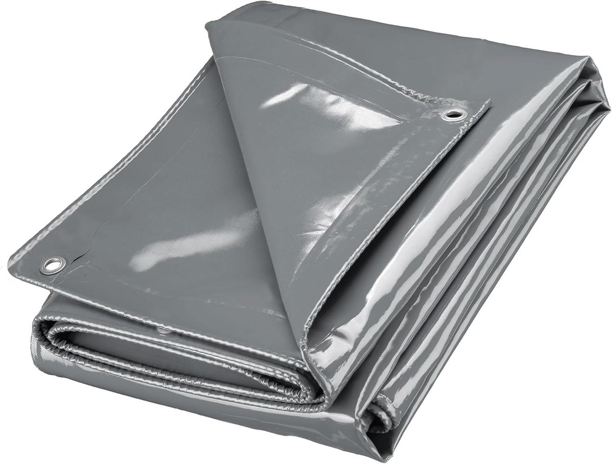 Afdekzeil Weerbestendig - Dekzeil Beschermzeil - Spullen Beschermen - PVC Coating - 3 x 5 m - Grijs