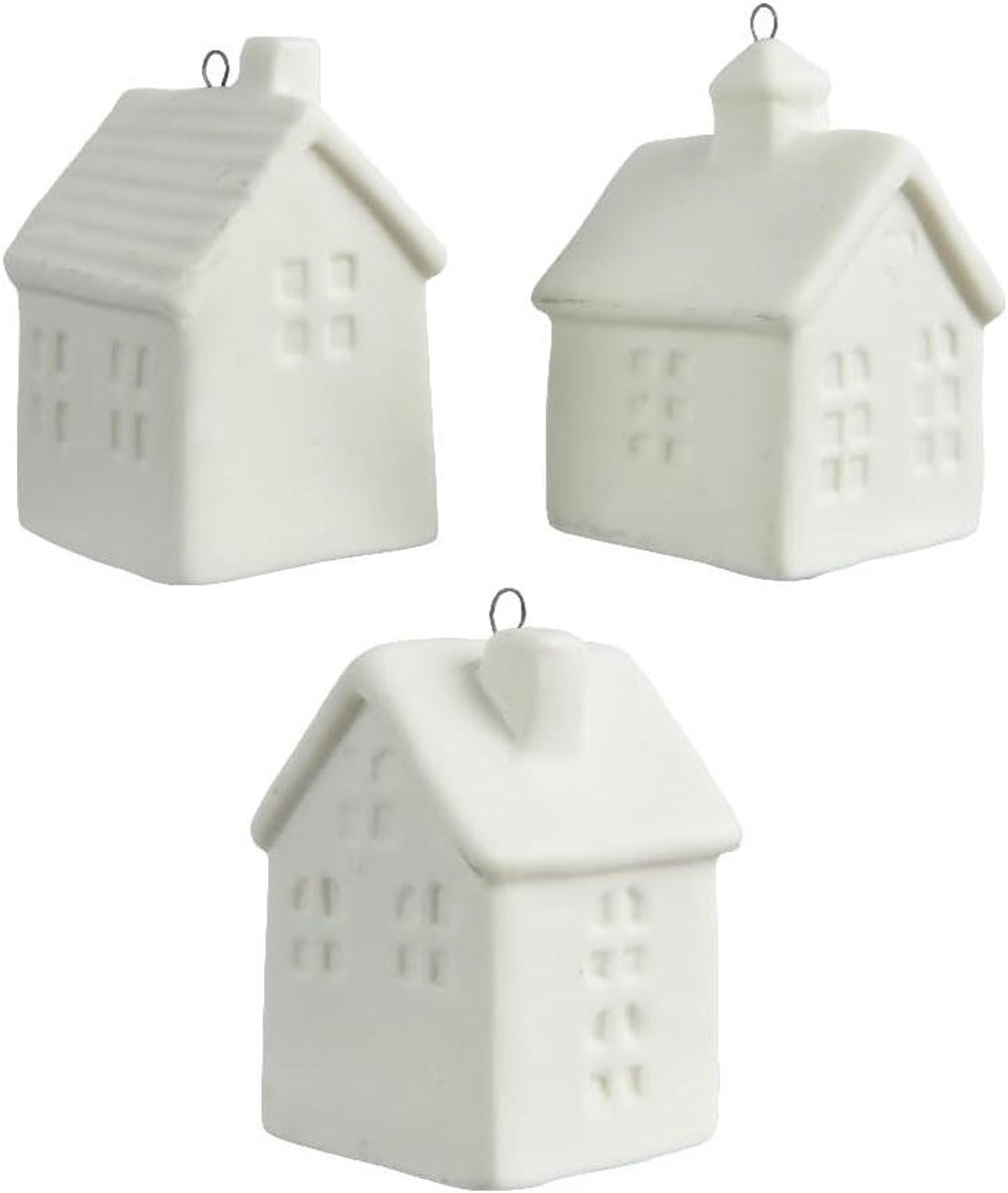 Porseleinen Huisje - Decoratie Figuur - Interieur Decoratie - Huis Vorm - 6.5 cm - Wit