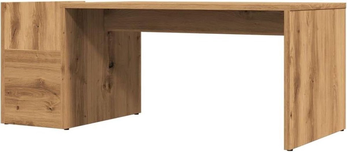 Salontafel - Bijzettafel Banktafel - Woonkamer Inrichten - Opengewerkt Design - 90x45x35 cm - Eikenkleurig