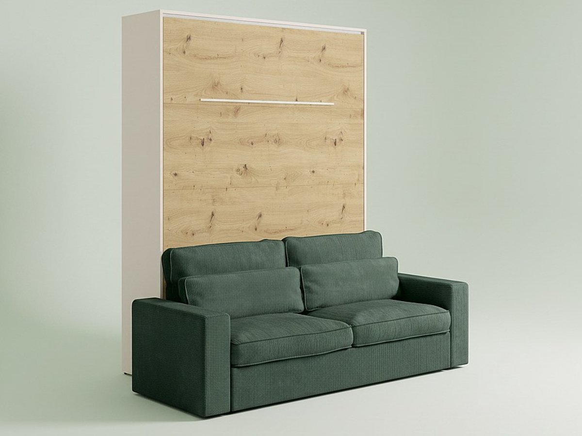Vente-unique Bedkast hout beige, natuurlijk licht 160 x 200 cm