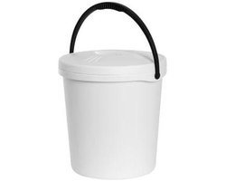 Emmer met deksel - Opbergbak - Huishoudelijk werk - Handig handvat - 16 Liter - Wit