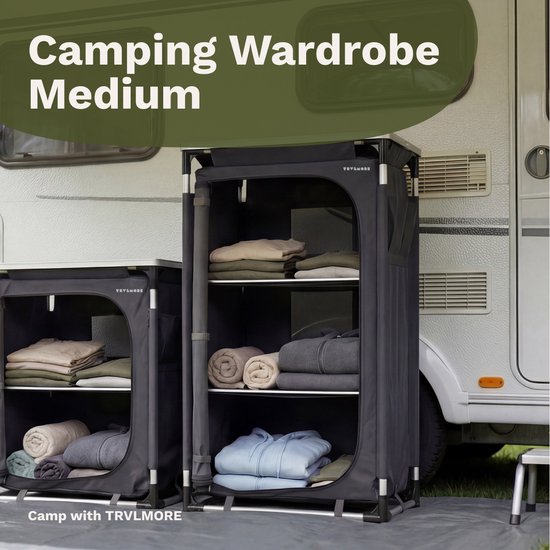 TRVLMORE Campingkast XL - Campingkeuken - 90KG Draagvermogen - Aluminium Frame - Inklapbaar - Incl. Draagtas - 50x60x97CM - Grijs van Merkloos — afbeelding 2