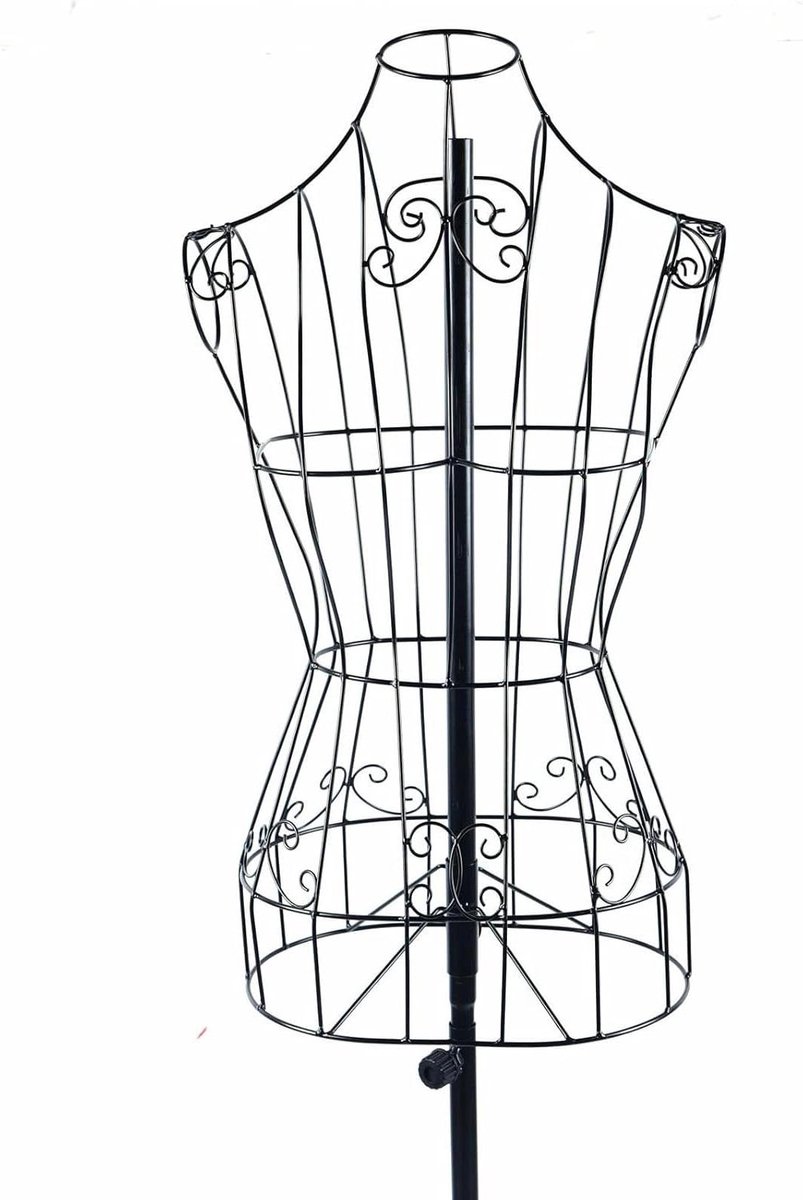 Kledingpop - Paspop Jurkvorm - Kleding Presenteren - Verstelbare Hoogte - 140-160 cm - Zwart