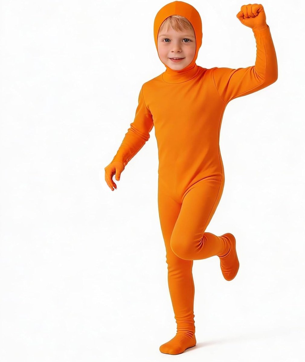 Fantasie Kostuum in Oranje, Open Gezicht, 160 cm, Compleet Pak voor Feestjes, Halloween, Carnaval en Anime Optredens