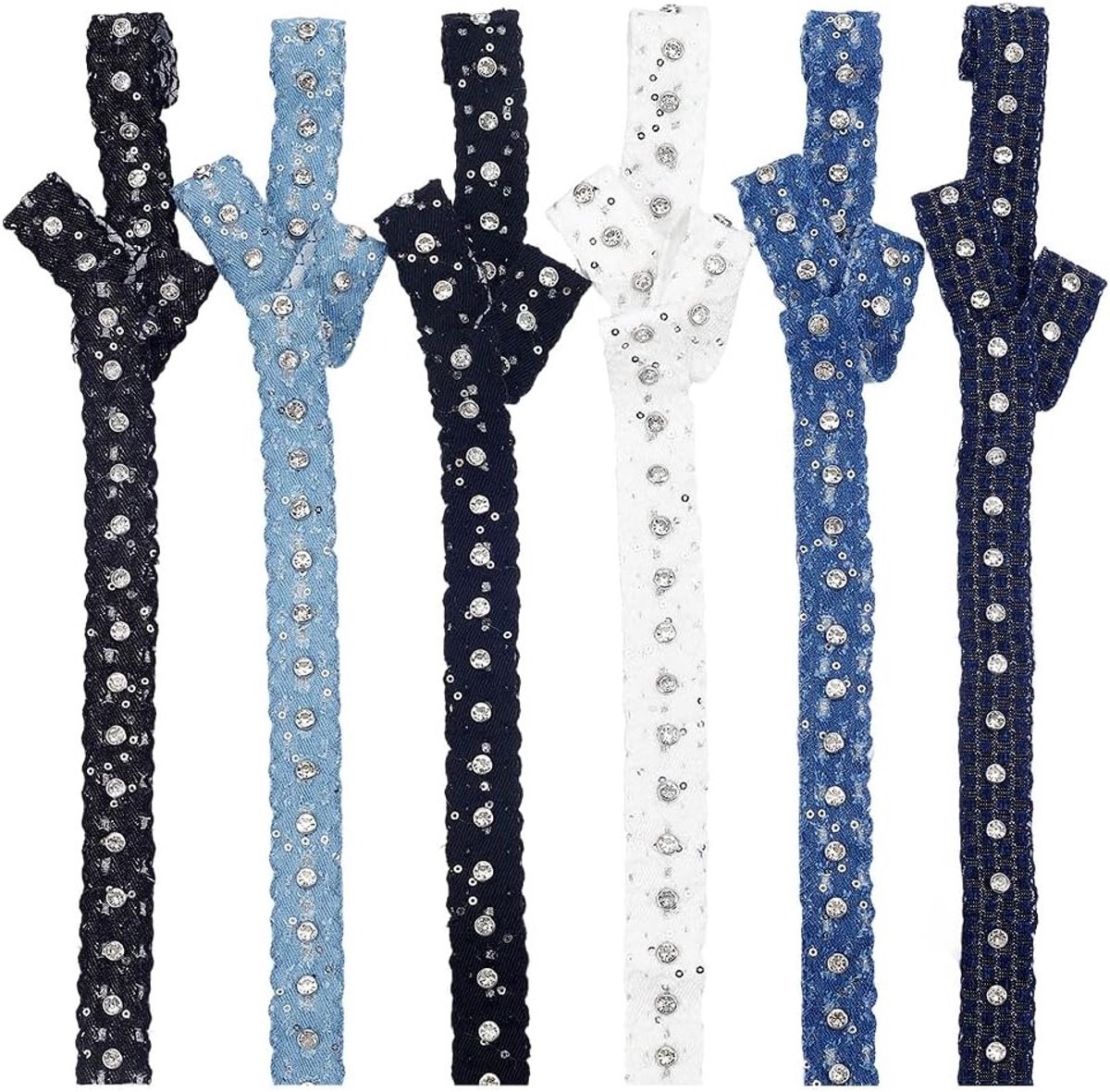 6 Yards 6 Kleuren Jeansbanden 2,8 cm Polyester Linten voor Bruiloft, Cadeauverpakking en Creatieve Projecten