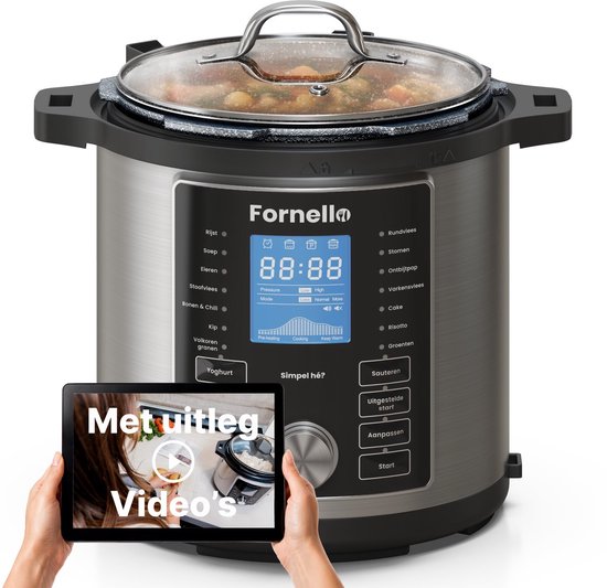 Fornello Slowcooker met Timer - Keramische Bakpan - Fornello - €69,95