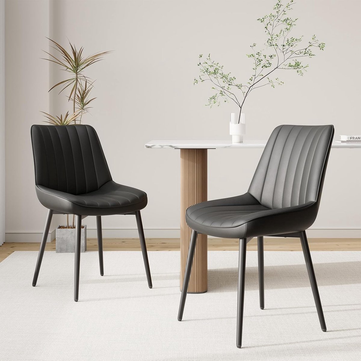 Eetkamerstoelen Set van 6 – Ergonomisch – Zwart – Industrohome