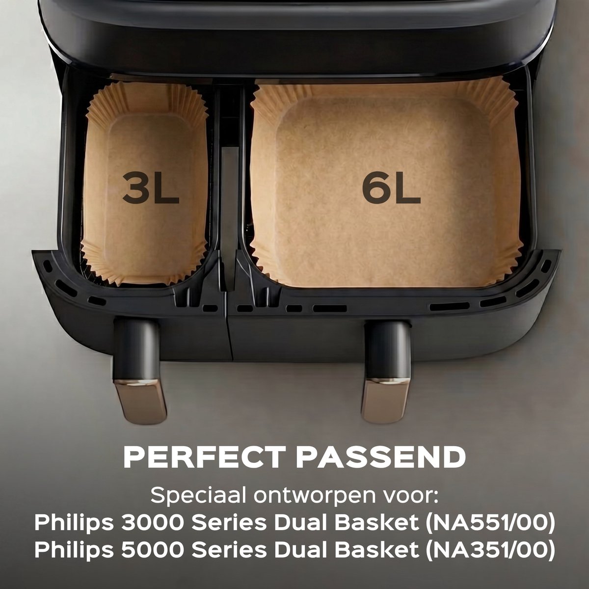 UNBOX Airfryer Bakpapier - Airfryer Accessoires - Bakpapier Airfryer - Airfryer Bakjes voor Philips Dual Airfryer - Bakpapier voor Philips Airfryer 3000/5000 Series - Airfryer Bakjes - 100 Stuks thumbnail 6