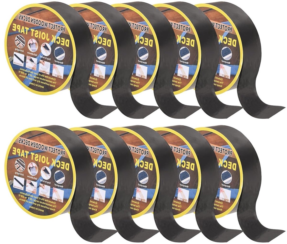 10 Rollen Butyl Lijm Tape voor Houten Balken en Daken, Weerbestendig, 5 x 127 cm, Zwart