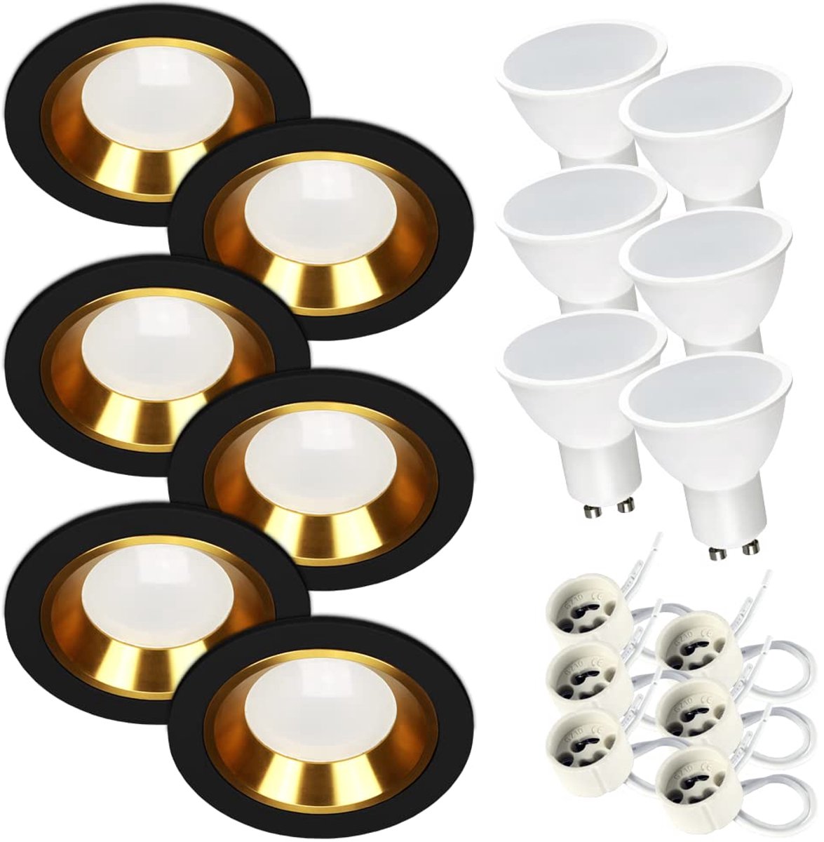 Kwazar Luminaire inbouwspot SET 6x GU10 inbouwlamp 7W neutraal wit plafondspot IP20 inbouwspot keuken woonkamer FOY zwart met ring GD inbouwframe