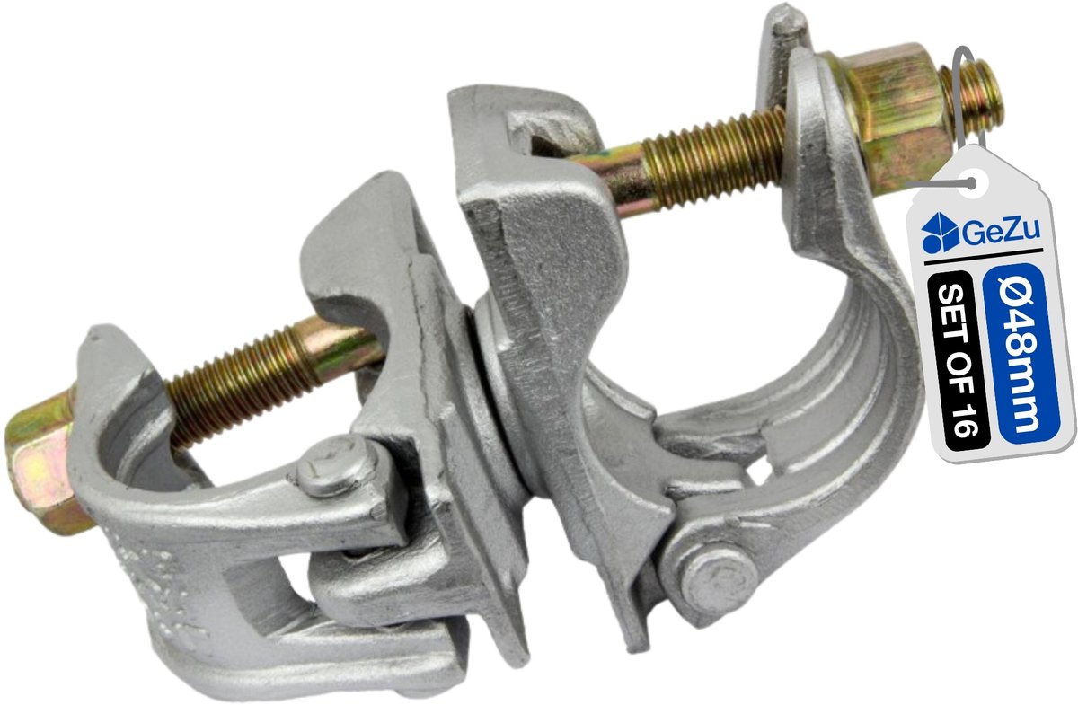 GEZU IMPEX Steigerkoppeling Gegalvaniseerd Set van 16 48 x 48 mm draaikoppeling klem voor steiger koppelstuk constructiebuis