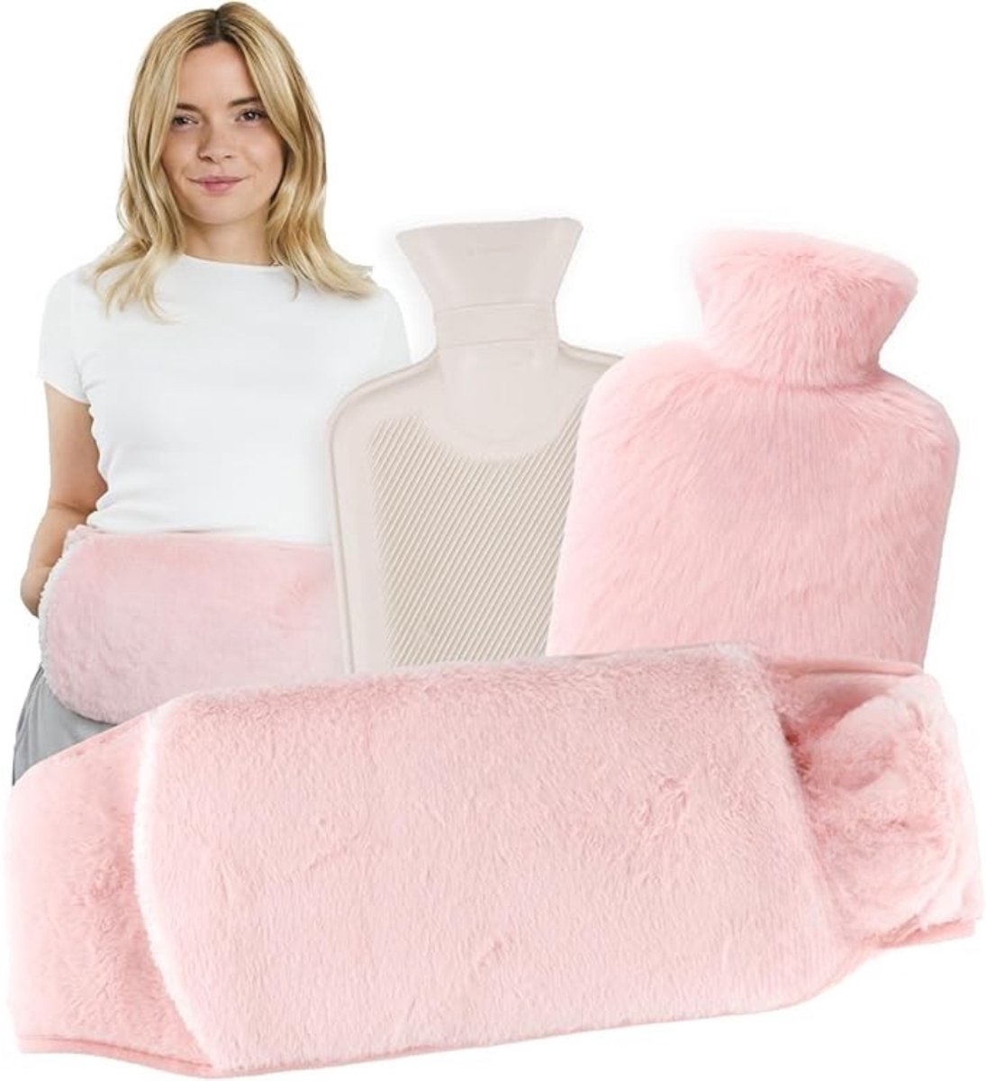 Verte Kruikzak - Warmwaterkruikriem met Zachte Hoes – Menstruatie- en Rugverwarmingsriem – Comfortabele Warmtetherapie – Roze