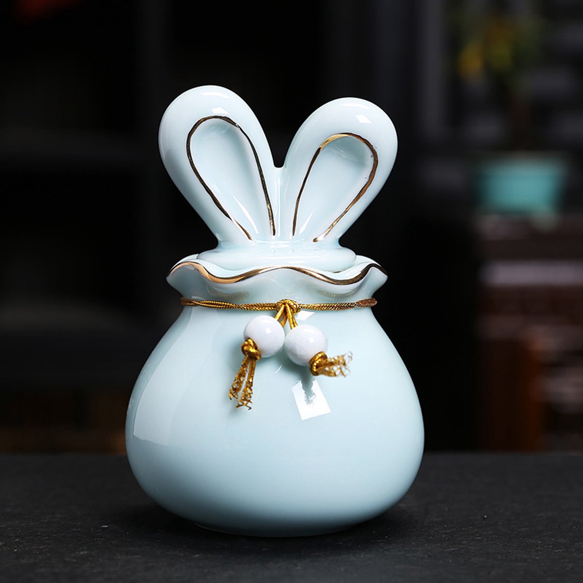 Mini Urn Keramiek konijn- Hemelsblauw, 150 ml