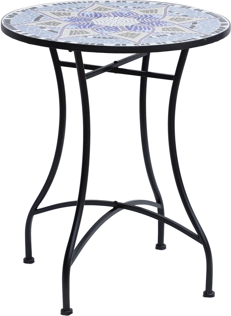 Tuintafel Ø60 x H71 cm, weerbestendige metalen balkontafel, eettafel voor buiten, kampeert