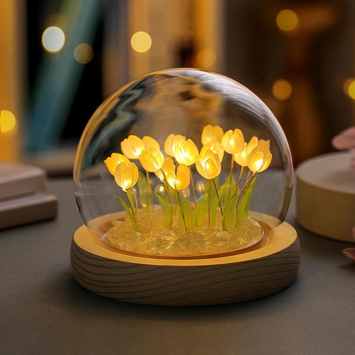 Lichtgevende Gele Tulpenlamp, Schattige Bloemenlamp voor Meisjes en Vrouwen, Perfecte Kamerdecoratie en Cadeau Ideeën