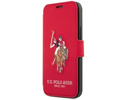 U.S. Polo Assn Polo Embroidery Series - Hoesje met Klep - iPhone 12 mini - Cyaan - Premium Materiaal