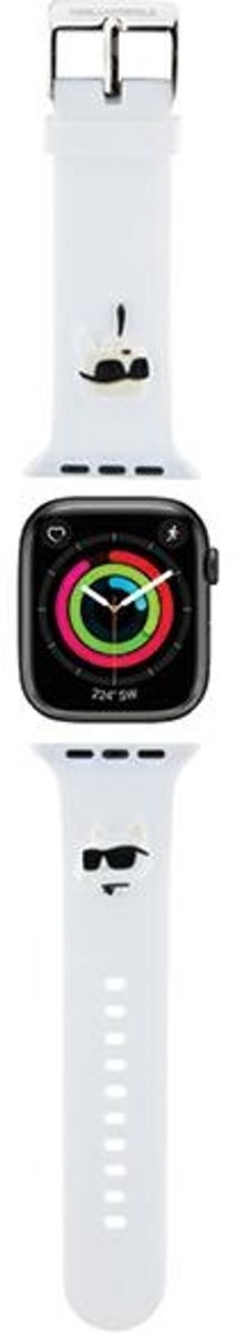 Karl - Lagerfeld - 3D rubberen Karl&Choupette hoofdband voor Apple Watch 42/44/45/49mm - wit