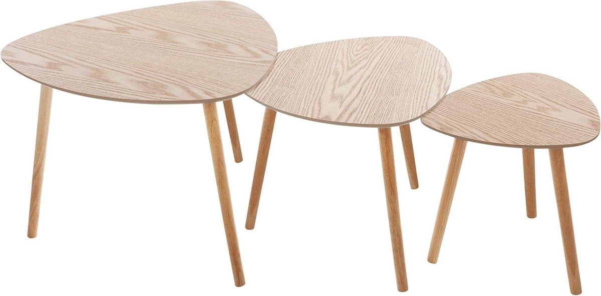Salontafels Set - Nesting Tables - Woonkamer Decoratie - Drie Maten - Tot 60 cm Breed - Natuurlijk Hout