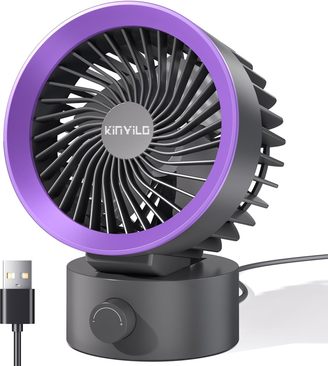 carmdering - USB Ventilator - Bureaubladventilator - Kleine Ventilator - Continu variabel toerental, 35 dB, 4,4×3,7×5,7 inch - 0,5 lbs, USB voeding, 1,5 m snoer - Perfect voor thuis, kantoor en reis - Grijs