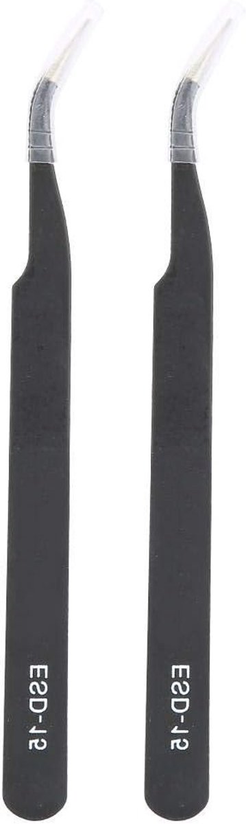 Set van 2 RVS Gebogen Precisietangen voor Onderhoud en Reparatie - ESD-15 Antistatische Tweezers voor Precisiewerk