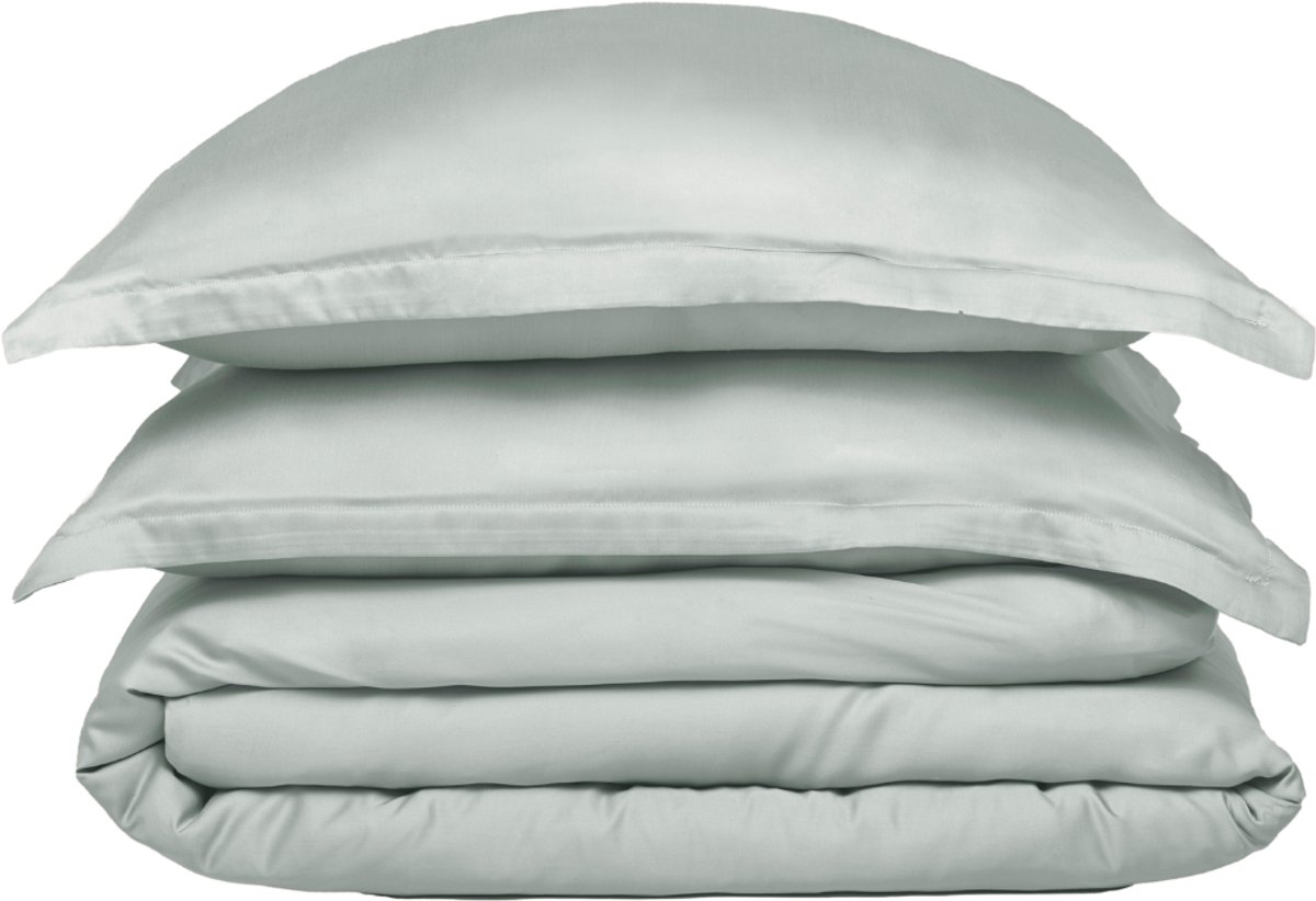 Coco & Cici - TENCEL - Sateen Dekbedovertrek Grijs Groen - 140x200 + 1 kussensloop 60x70
