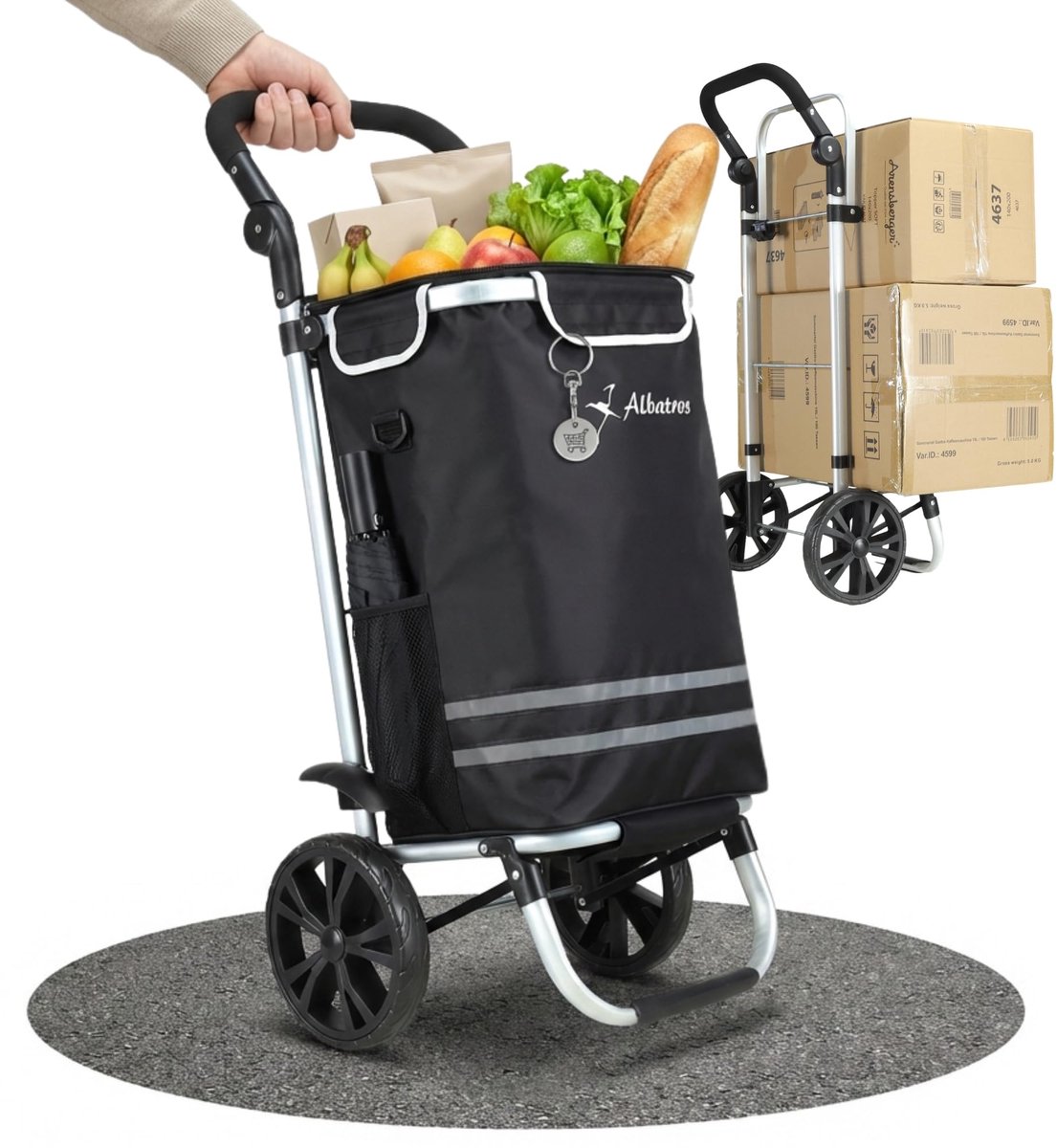 ALBATROS grote boodschappentrolley | Boodschappentrolley met grote tas, thermische binnenzak | Venster voor boodschappenlijstje | Opvouwbaar met grote wielen | Steekwagen incl. boodschappenwagenchip