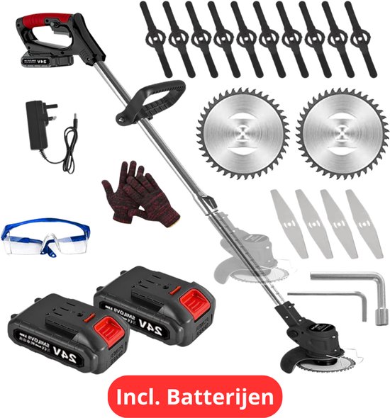 Accu Grastrimmer Draadloos 2x 2000mAh Lichtgewicht Telescopisch 90° Verstelbare Maaikop Bosmaaier