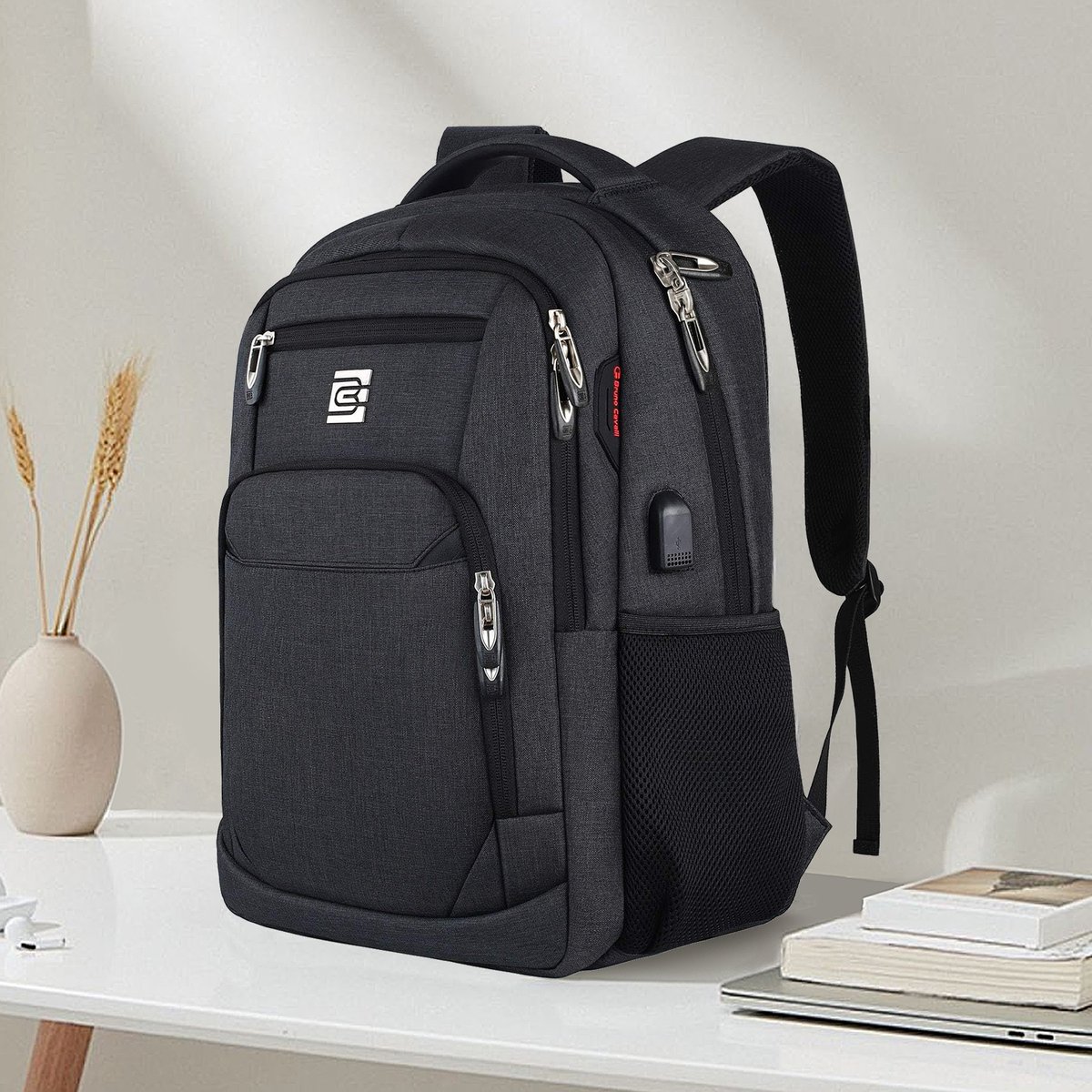 FloraGrace Reistassen - Rugzak, Travel Rugzak, Laptop Rugzak, 20 Inch Rugzak, Grote Capaciteit Rugzak, Lichtgewicht Grote Capaciteit Rugtas, Backpack Voor Werk En Reizen, Travel Backpack Met Veel Vakken, Zwart, Oxford-Stof